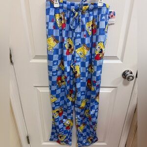 NWT Nickelodeon SpongeBob Valentine’s Day Blue Pajama Bottoms, Size Medium